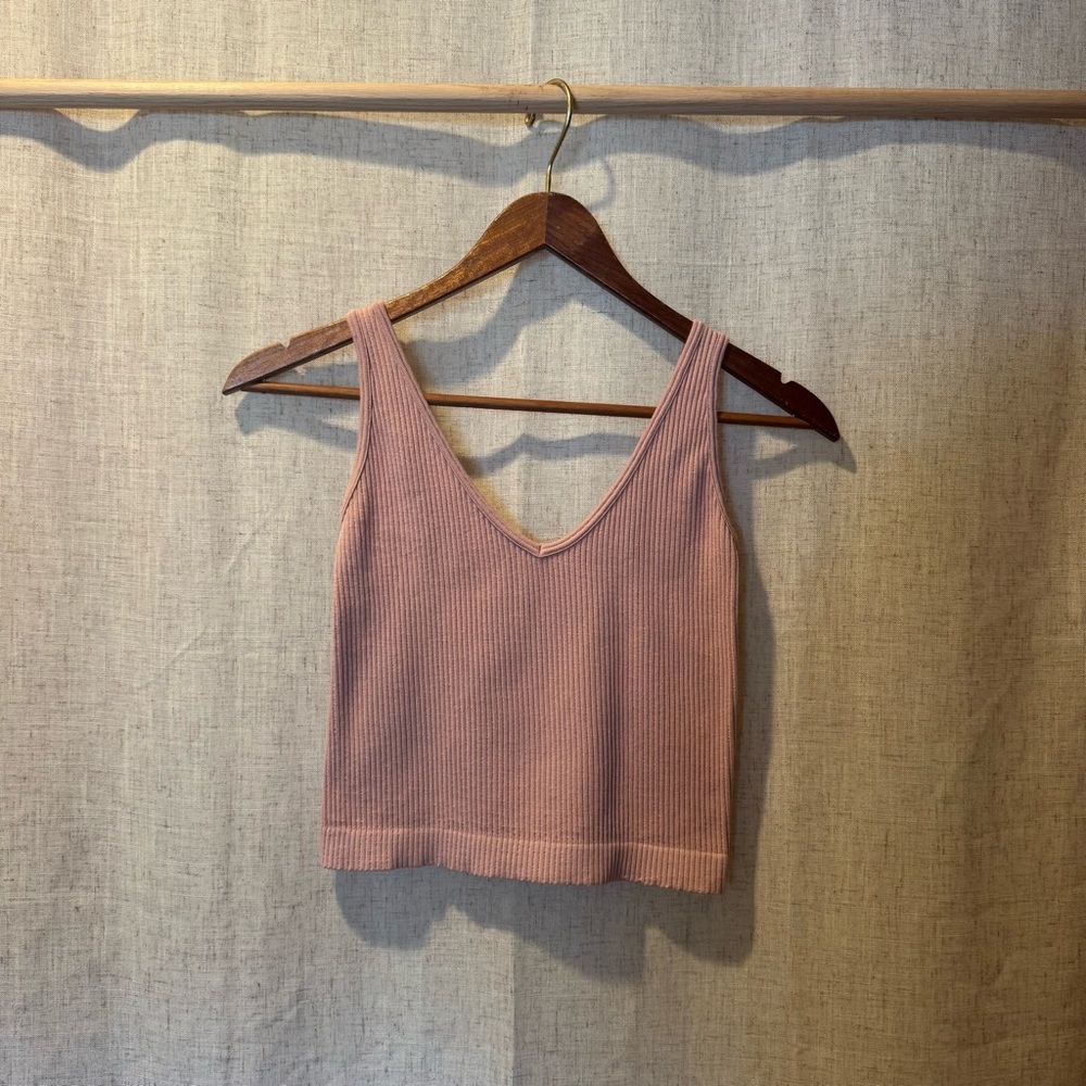 Free people Pink Ribbed Knit Tank Top